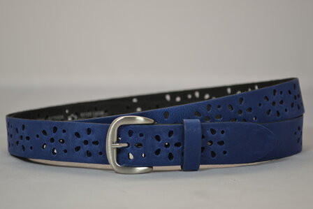 Bloemmotief Perfo riem Kobalt blauw